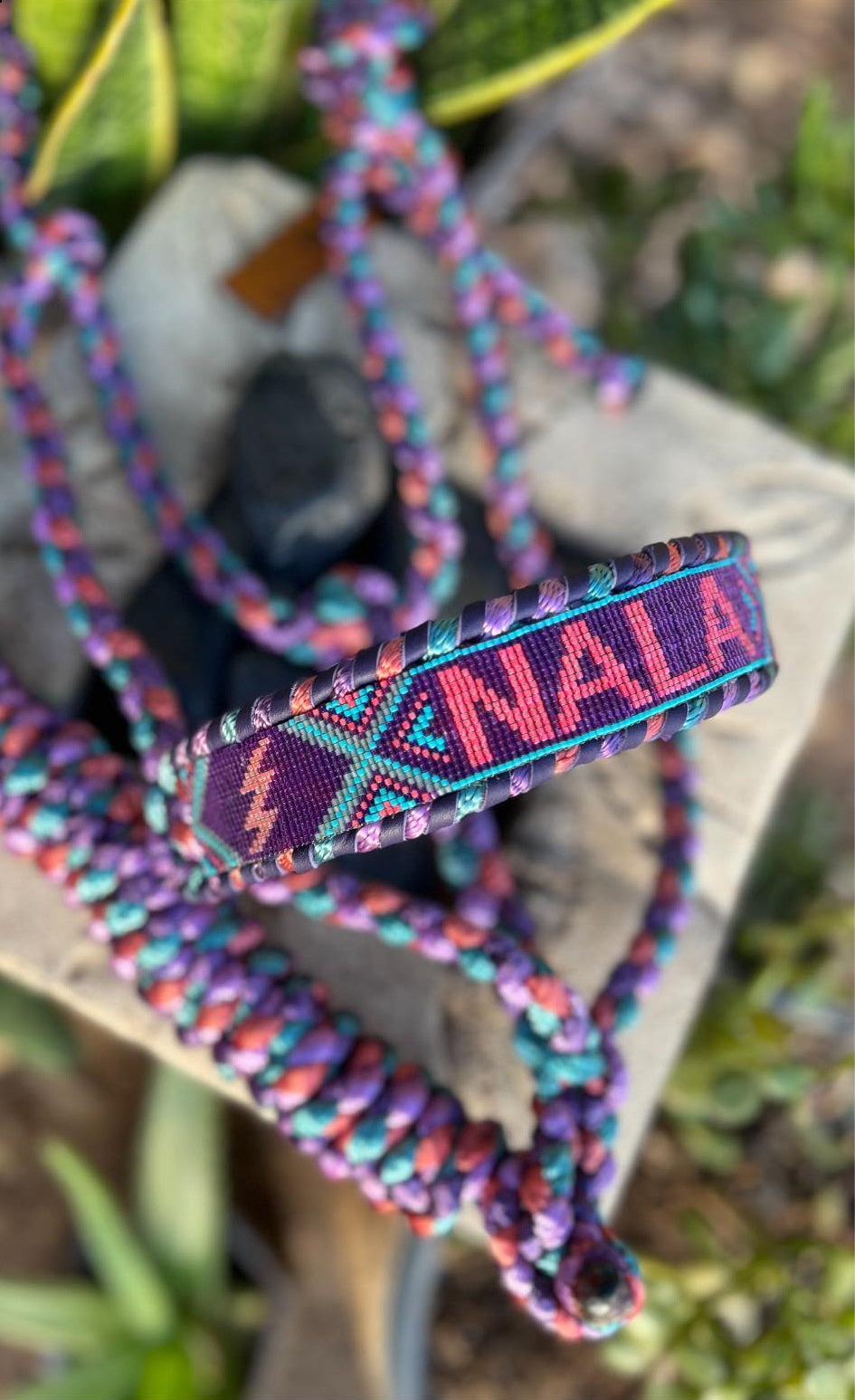 Custom Beaded Mule tape Halters w/Leather and Conchos